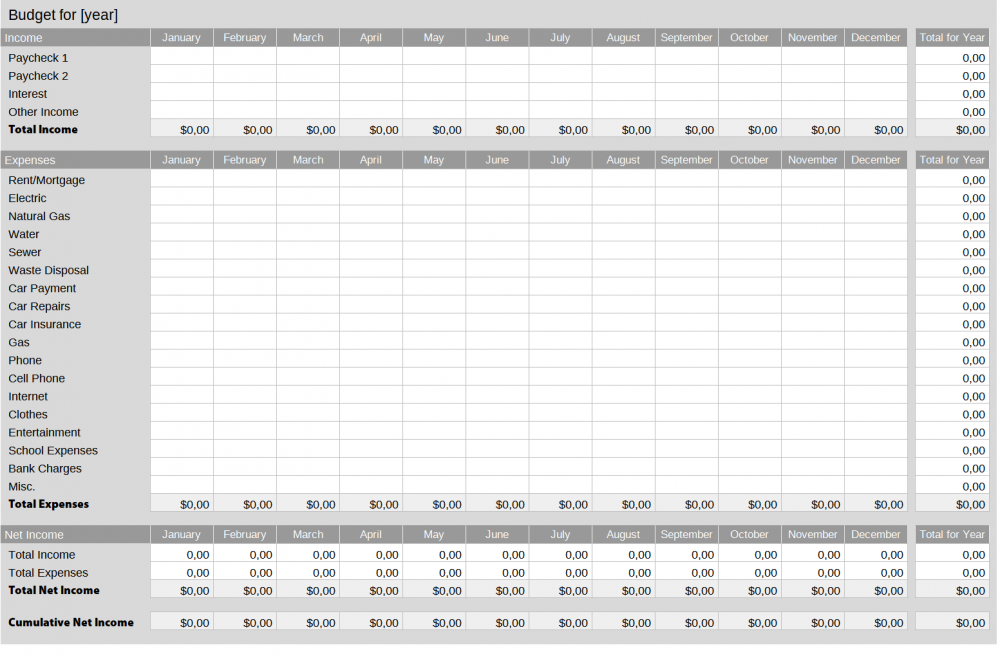 monthly budget spreadsheet excel for mac